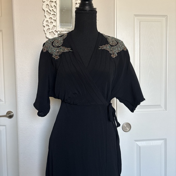 Black Dress with Beaded Dragon Accents - Picture 4 of 8